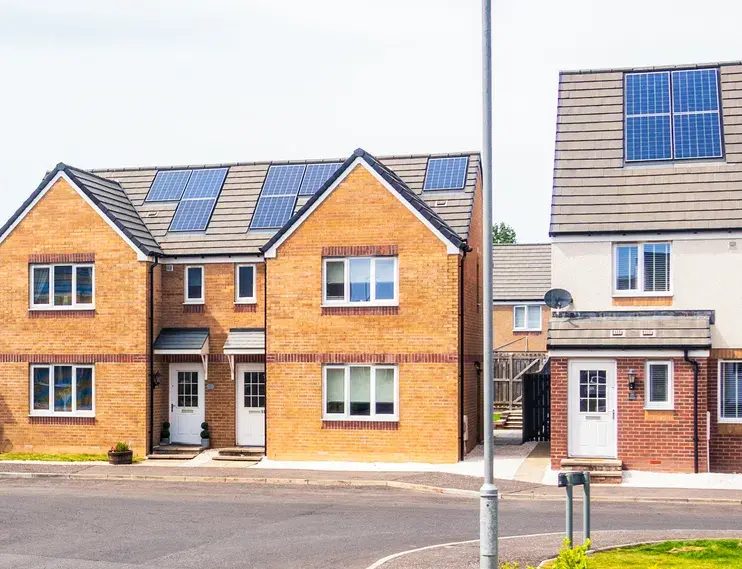 New build home with solar panels